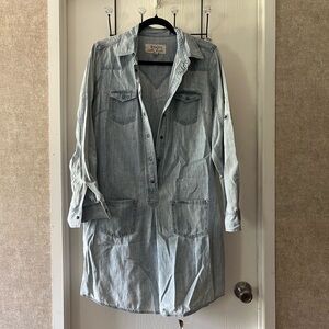 Ryan Michael Light Blue Denim Jacket Dress